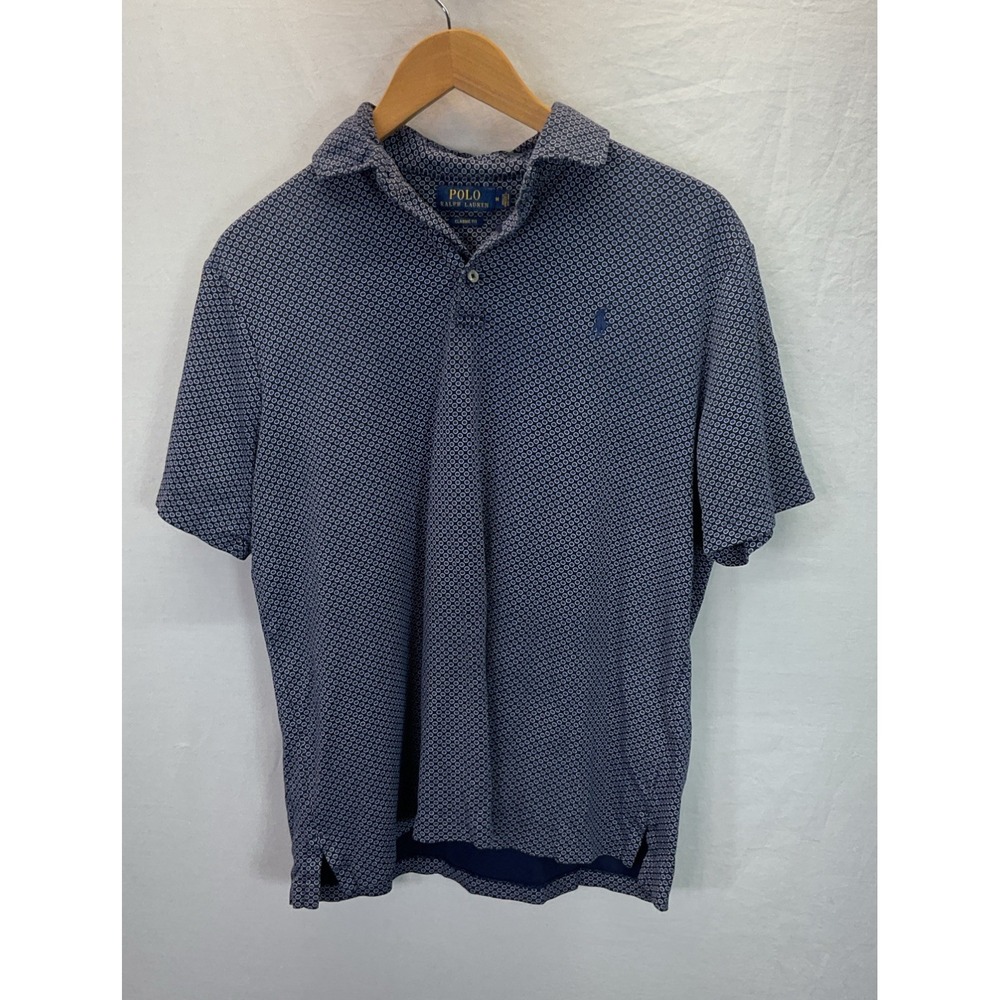 Vtg Polo Classic Fit Navy Polka Dot Short Sleeve Polo Shirt Size M Golf Perform